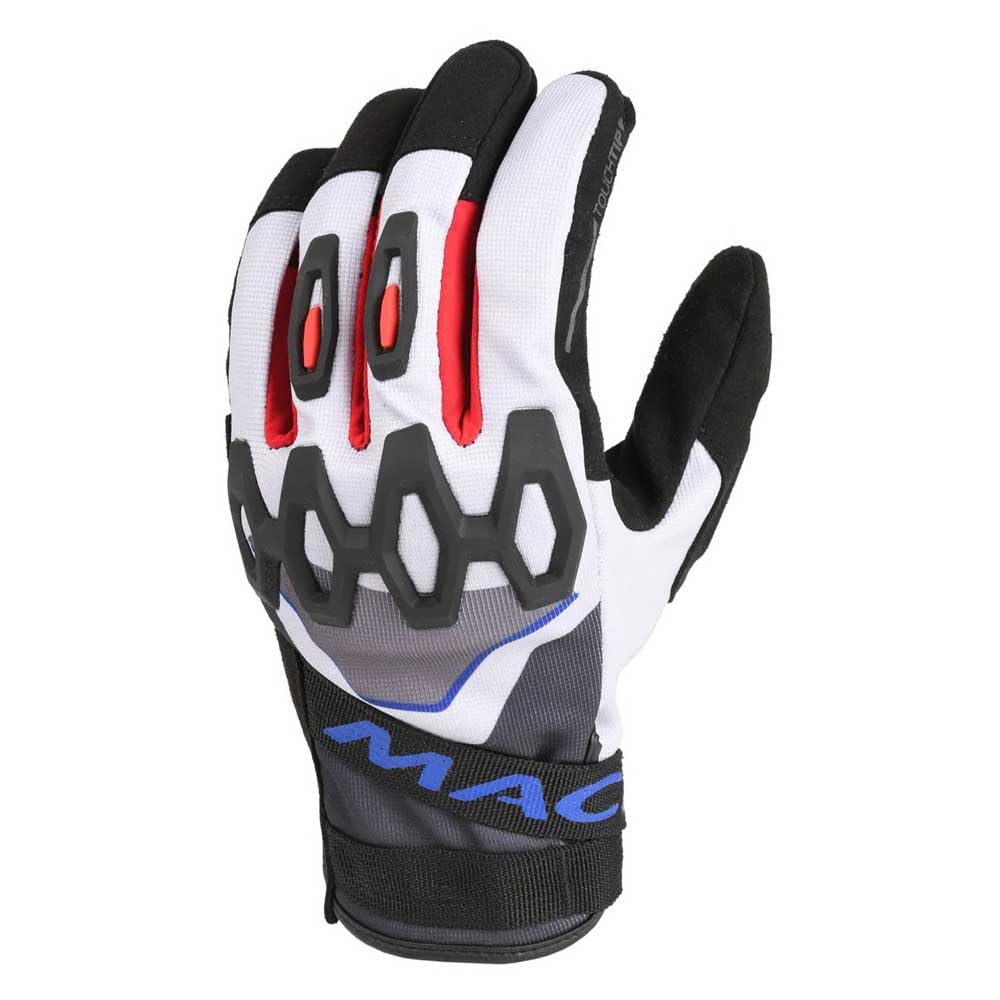 Macna Men's Black/White/Red/Blue Zairon Motorcycle Gloves