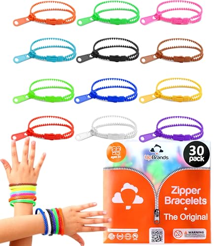 UpBrands 30 Pack Fidget Zipper Bracelets for Kids Wearable Sensory Toys for Classroom Rewards Prize Box Toys Party Favors & Non-Candy Easter Egg Fillers