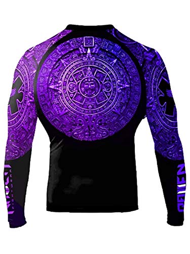 Raven Fightwear Men's Aztec Ranked Rash Guard MMA BJJ Purple X-Large