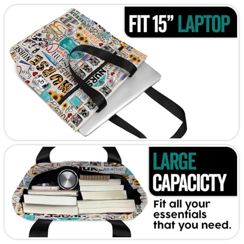 Image of 84hoods Large Waterproof Tote Bag with Pockets and Zipper for Work. Gift for Nurse. Shoulder Bag for Women.