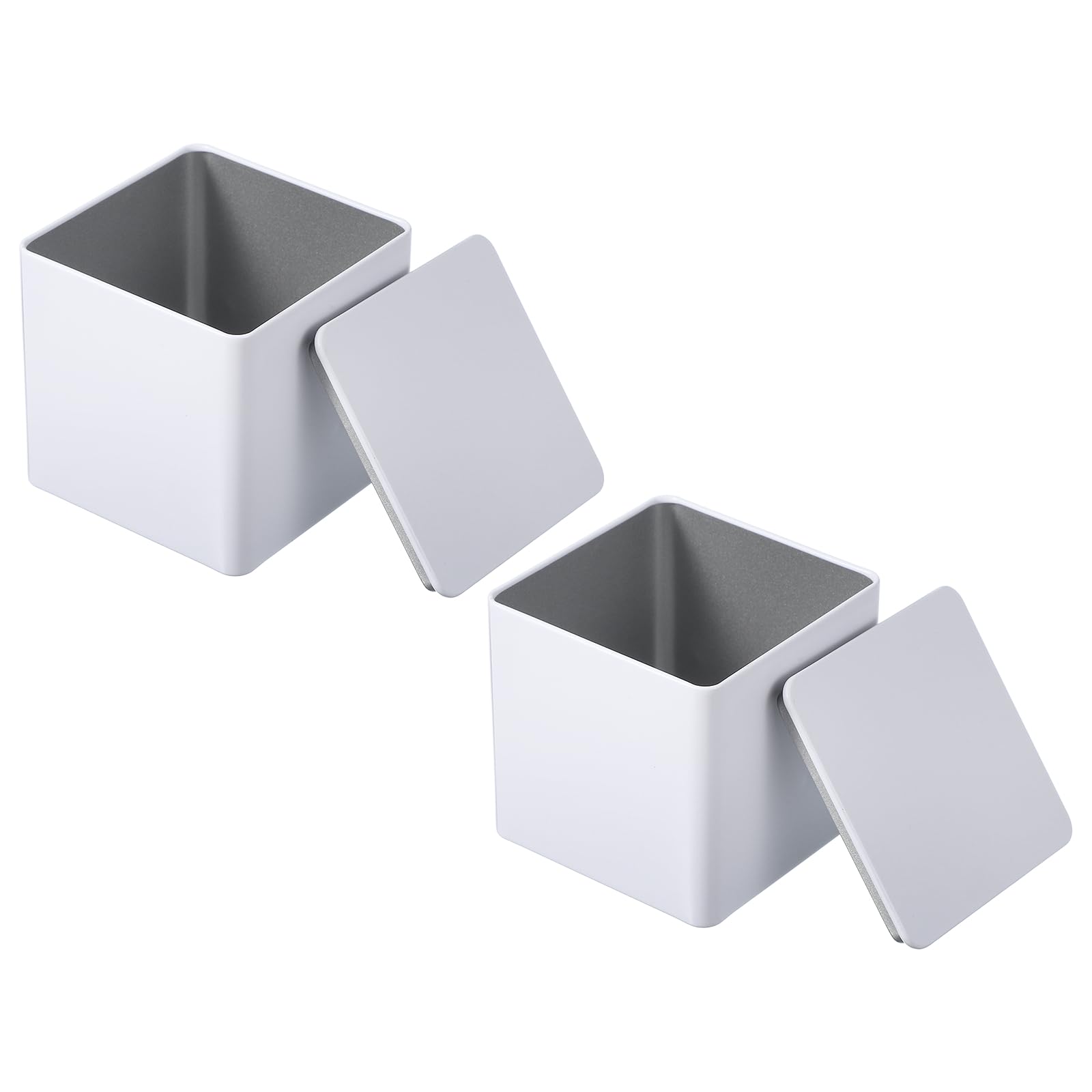 Boîte carrée en métal pour protéger le thé de l'humidité et de la lumière Lot de 2