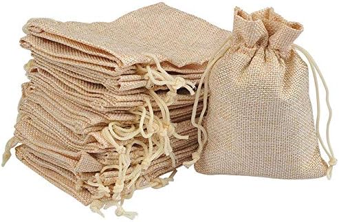 small burlap drawstring bolsas
