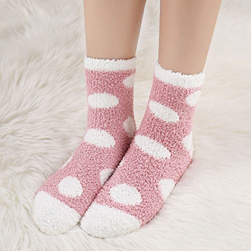 Image of HIALTODAY Fuzzy Socks Womens Cozy Fluffy Socks for Women Soft Winter Warm Socks for Home Christmas Gifts, Hot Pink