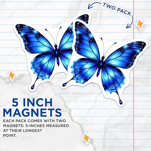 2 Imán Mariposa Azul Decorativo 5 in Magnético Pack miniatura 3