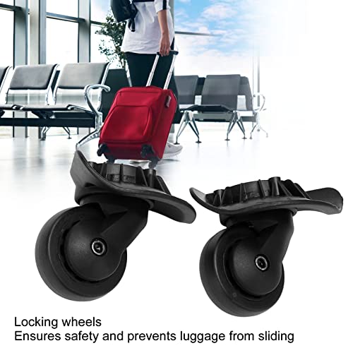 2 pcs Luggage Wheels Replacement 360 Degree Rotation, Lockable Suitcase Caster with Screws for Replacement, Travel Suitcase Silent Wheel Repair Set2
