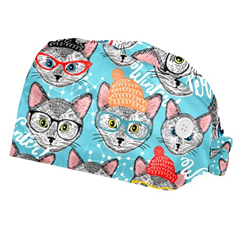 Chapeaux bouffants chats vintage pour la cuisine et le soin au quotidien en lot de 2
