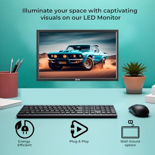 Image of EVM 18.5 Inch (46.99 Cm) Grand Series LED Monitor | HD 1366x768* | HDMI & VGA Ports | 5ms Response Time | Slim & Wall Mountable Design | Black | 1 Year Warranty (EVM-190-Grand-LED)