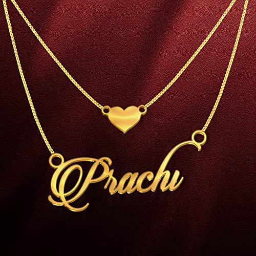 Image of Prachi Cursive Gold & Silver Name Pendant Necklace, Best Jewelry Gift for Girls.
