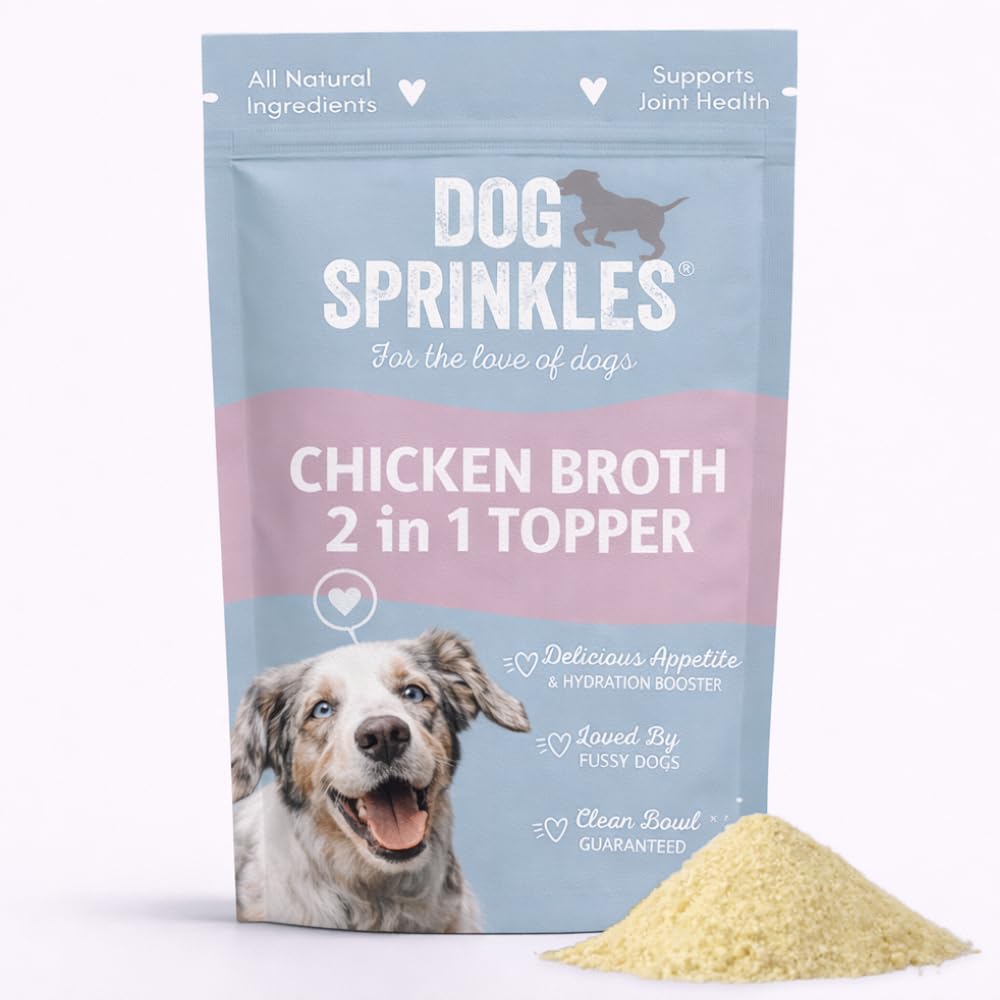 Dog Sprinkles Natural Chicken Broth Topper for Dogs in Sprinkler Jar | Real, Human-Grade Meat | Boosts Hydration | Packed with Collagen for Joint & Digestive Health | Loved By Picky Eaters