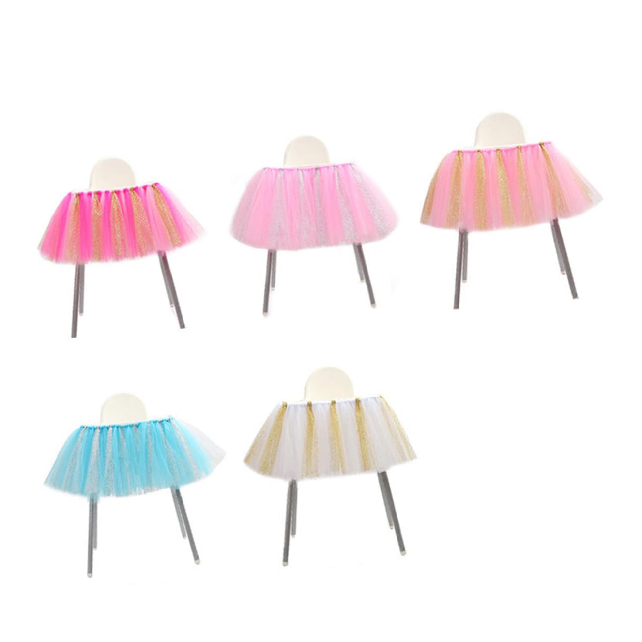 RORPOIR Tulle Tutu Skirt for Chair Baby Round Table Skirt Silver Birthday Chair Cover for Boys and Girls Baby Shower Decor