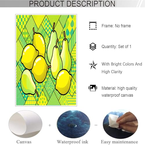 Cuadro decorativo grande de limón geométrico para renovar la pared del salón con un lienzo moderno 3