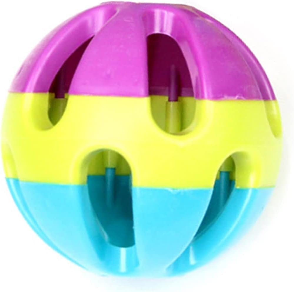Multi-ColoredDog Toys Natural Rubber for Medium to Large Breed Dogs Hollow Ball with Bell Inside Interactive Plastic for