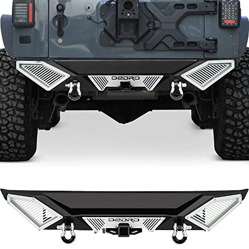 Image of OEDRO Rear Bumper Combo Compatible with 2007-2018 Jeep Wrangler JK & Unlimited JKU (2 /4 Doors), Off Road Full Width with Hitch Receiver & D-Rings & Paintable Armor