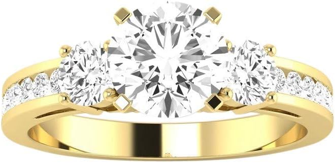 Houston Diamond District 1 to 5 Carat Round Channel Set 3 Three Stone Diamond Engagement Ring J I1 Clarity Center Stones