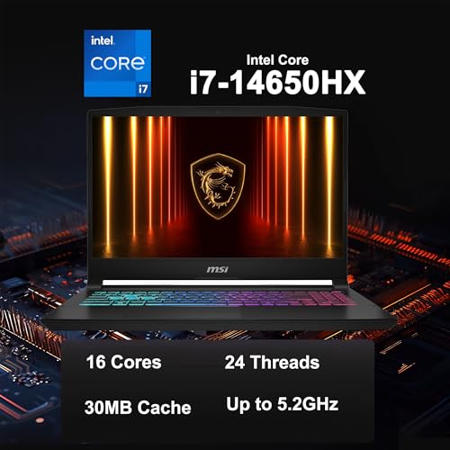 Image of msi Katana 15 HX Gaming Laptop 15.6 inch QHD 165Hz 100% DCI-P3 Intel 16-core i7-14650HX (>i9-12900H) 32GB DDR5 2TB SSD GeForce RTX 5070 DLSS4 (Up to 798 AI Tops) RGB Backlit Type-C Win11Pro ICP Acc