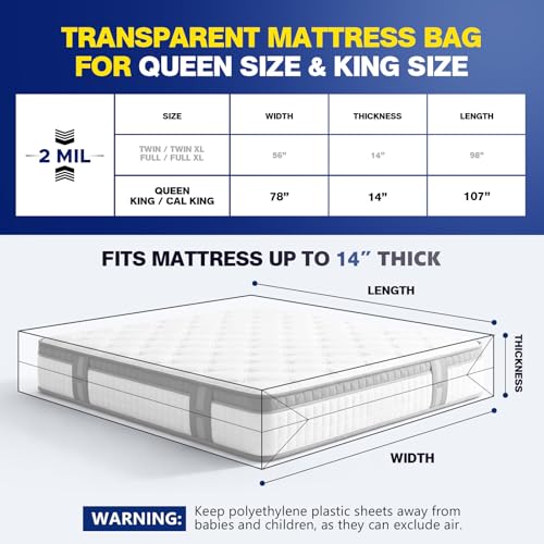 2 Pack 2 MIL Mattress Bags