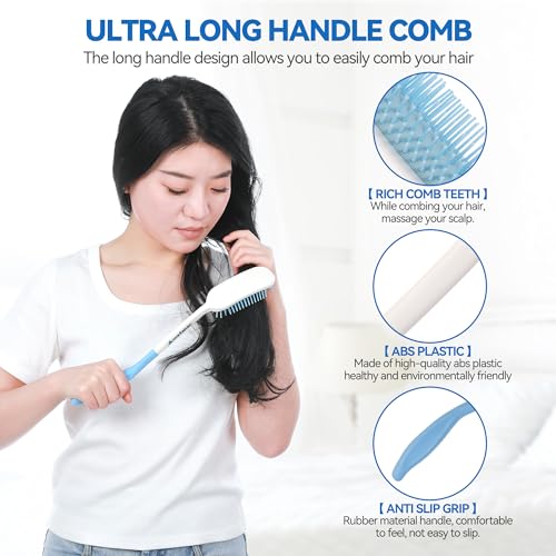 Wefaner Toilet Aids Set for Wiping - Long Handle Butt Wiper, Anti-Slip Curved Handle Bath Body Brush and Curve Hair Brush for People Overweight, Elderly and Disabled People(3PCS Personal Hygiene Kit) - Image 7