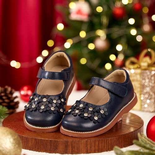 Image of Kiderence Toddler Girl Mary Jane School Uniform Dress Shoes Oxford Flats