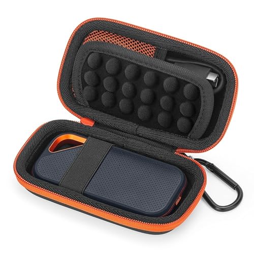 Case para SSD Externo SanDisk, Estojo Rígido Portátil com Zíper e Mosquetão, Proteção Antichoque e Impermeável, Compatível com SanDisk Extreme e Extreme Pro