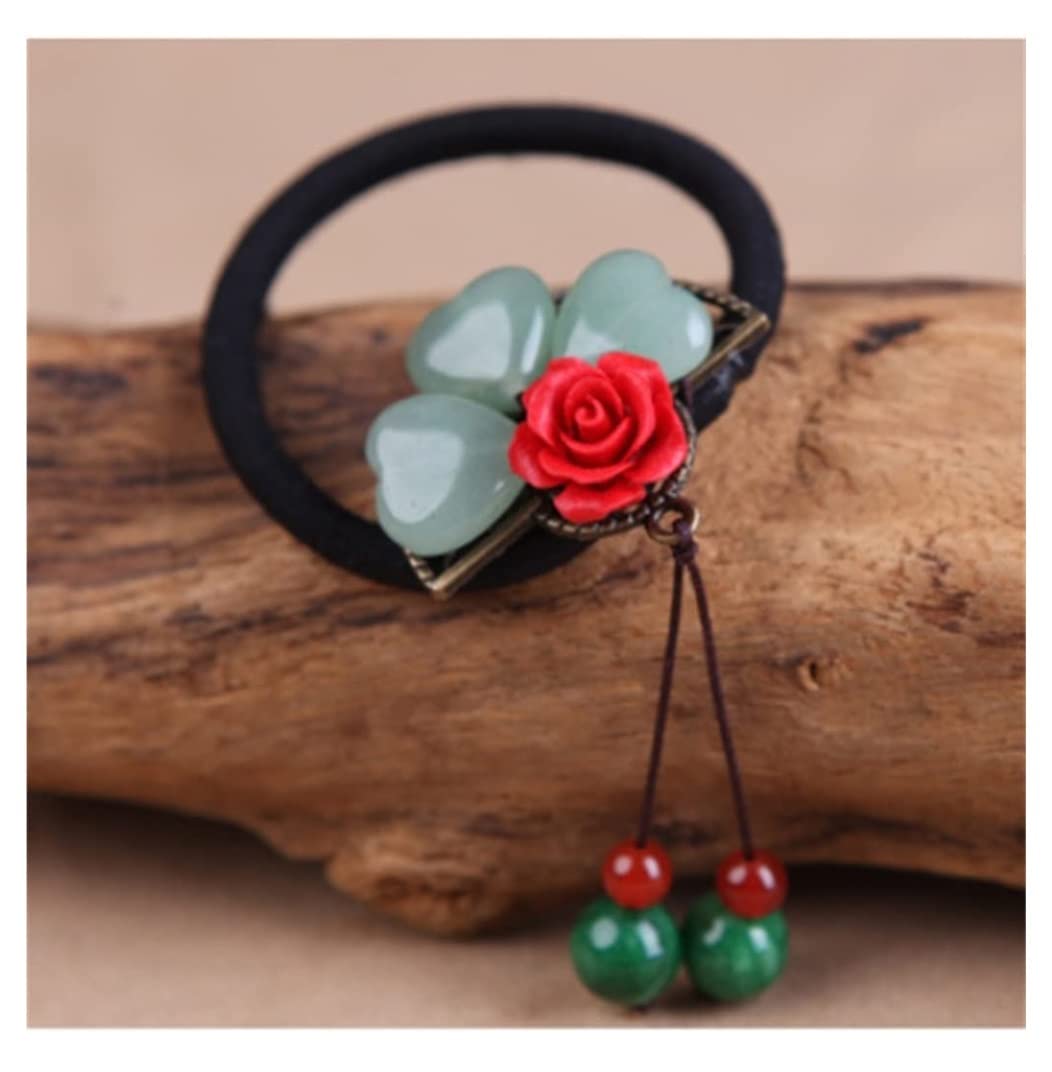 RUVOO Haargummi Scrunchies Retro Fächerförmiger Haarring Half-Tie Elastic Hair Rope Coil Hair Pferdeschwanz Gummiband Haargummis Haarschmuck