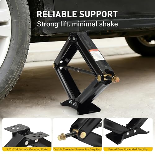 Image of RV Scissor Jack Stabilizer 7500lbs Heavy Duty 24 inch RV Trailer Stabilizer Leveling Scissor Jack for RV Camper with Crank Handle (New 24'' 4pc)