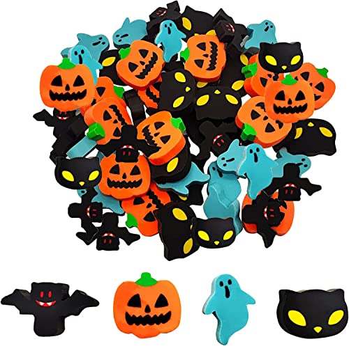 Halloween Mini Erasers for Kids - 4 Styles Cute Pumpkin Ghost Bat Erasers Trick or Treat Party Favors Goody Bag Filler 48pcs Decorations