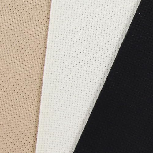 Image of KCS 3 pc of 12 inch x 18 inch(30cmx45cm) 16CT Counted Cross Stitch Cotton Aida Cloth Fabric (Antique White+Khaki+Black)