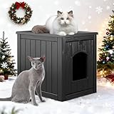 KAMABOKO Outdoor Cat House, Weatherproof PP Plastic Cat Shelter for Indoor & Outdoor Use, Durable All-Season Pet House for Feral & Stray Cats, Black