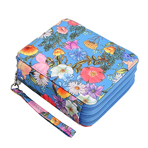 Image of 72 Slots Pencil Case Organizer w /Removal Handle Strap | 3-Layer Zipped Pencils Box Large for Colored Pencils Watercolor Pencils for Office and Travel for Artist