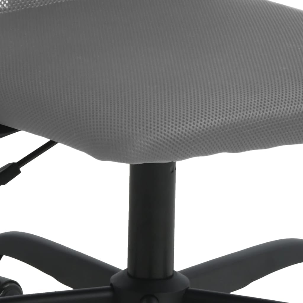 Höhenverstellbarer Bürostuhl Grau mit Netzstoff und Kunstleder, Ergonomischer Dreh- und Chefsessel für Homeoffice, Büro, Gaming, mit Armlehnen, Rückenlehne, Kopfstütze, Wippfunktion