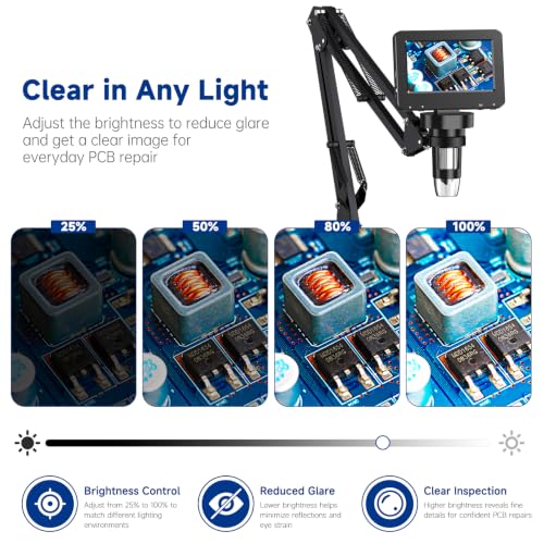 Image of 4.3 Inch Digital Soldering Microscope with C-Clamp