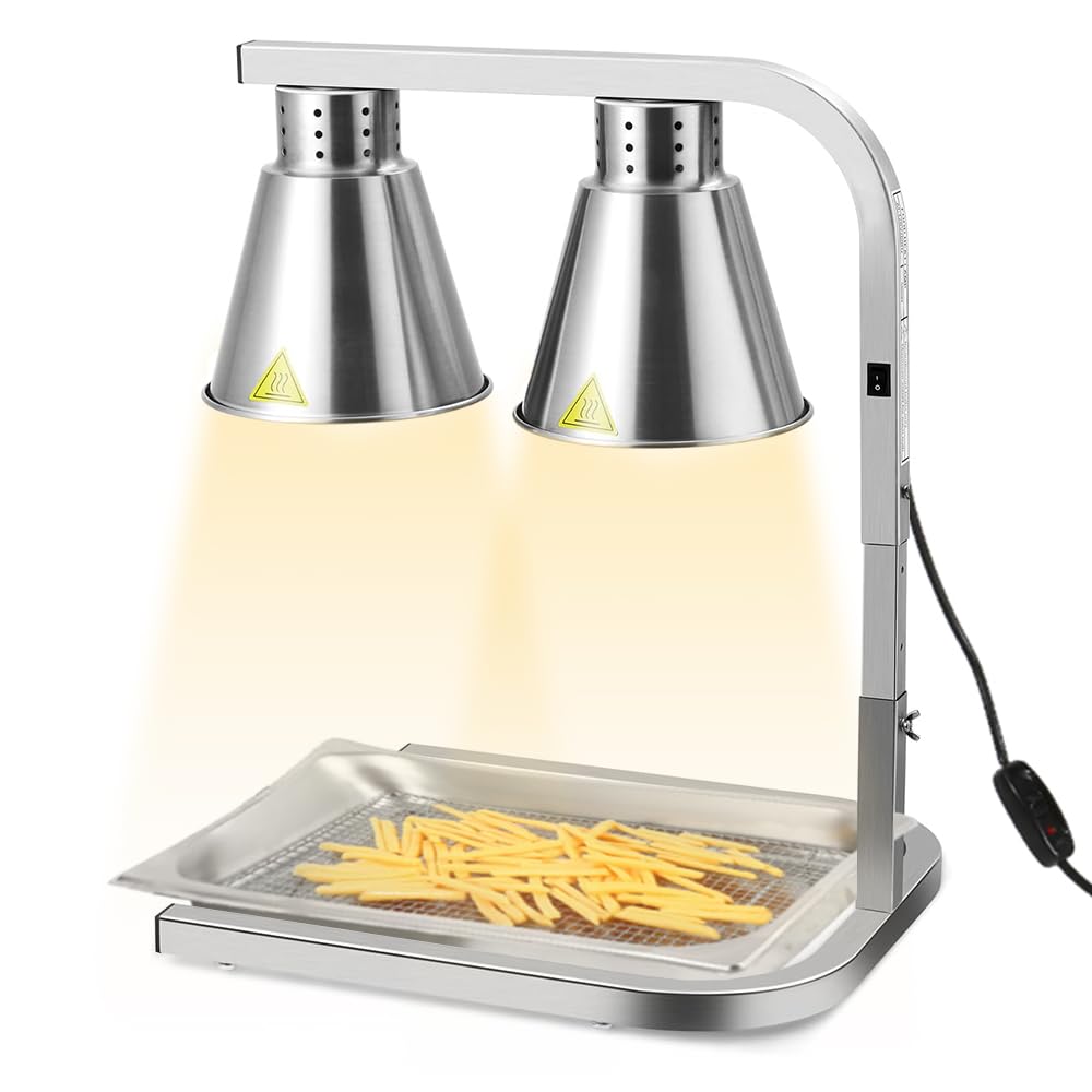 Lampada riscaldante per Alimenti da banco, scaldavivande Elettrico Portatile con Tre lampadine da 250 W, Lampada scaldavivande Regolabile in Altezza per casa, Ristorante