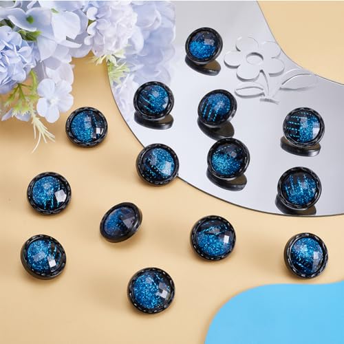 GORGECRAFT 20Pcs 25mm Resin Shank Button 1-Hole Beveled Cut Glass Shiny Blue Sewing Shank Buttons for Diy Sewing Crafts Sweater Uniform Blouse Jacket Clothing Hat Embellishments Jewelry Making - Image 4