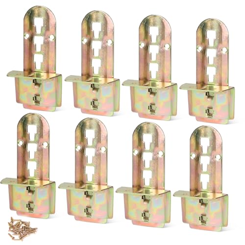 SWAWIS 8er Set Bettverbinder Bettbeschläge Bettwinkel Lattenrost Halter 4 Raststufen Höhenverstellbar für Mittelbalken und Lattenrost Halterung Metall