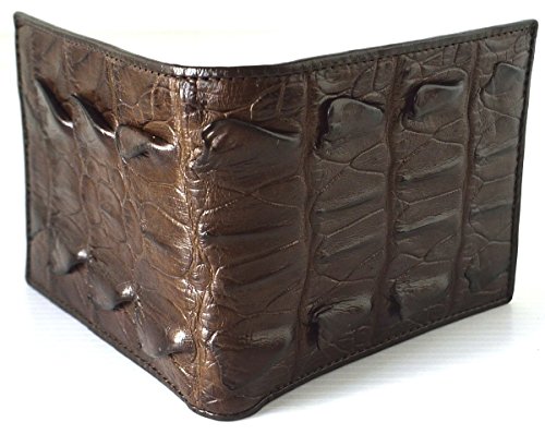 Men's Bifold Crocodile Big Tail Skin Leather Wallet (Dark Brown)4