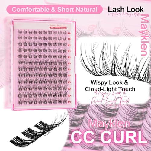 Image of Mayklen 120Pcs Cluster Eye Lashes For Women 8-14MM Size Cluster Eyelashes Extension Kit Lash Clusters With Bond & Seal and Tweezers For False Eyelashes Curly