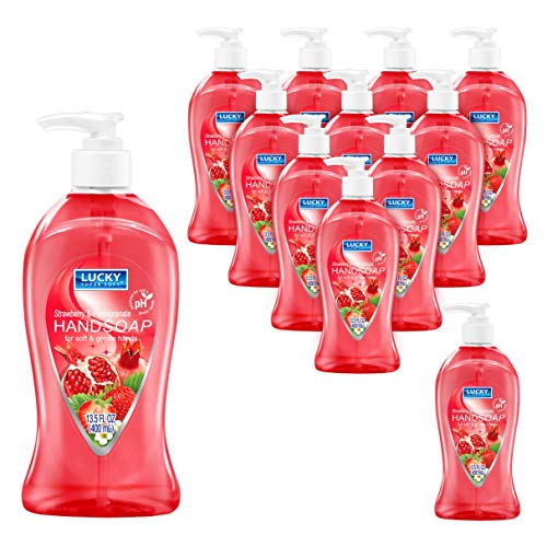Lucky Super Soft Hand Soap Strawberry & Pomegranate 13.5 fl.oz. 12 bottles