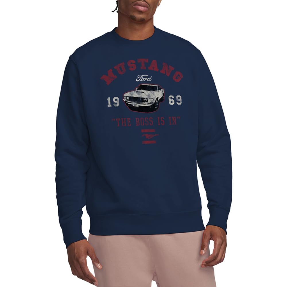Ford Unisex Mustang The Boss Is In Sweatshirt Navy Blue Extra Large