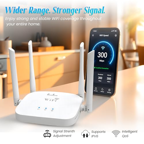 Image of PunnkFunnk WT-14 WiFi Router |Stable Internet Connection | 300M High Speed Wireless Router for Home & Office | Four high gain Antennas | IPv6 Compatible | Wide Coverage WiFi Router | Easy Setup