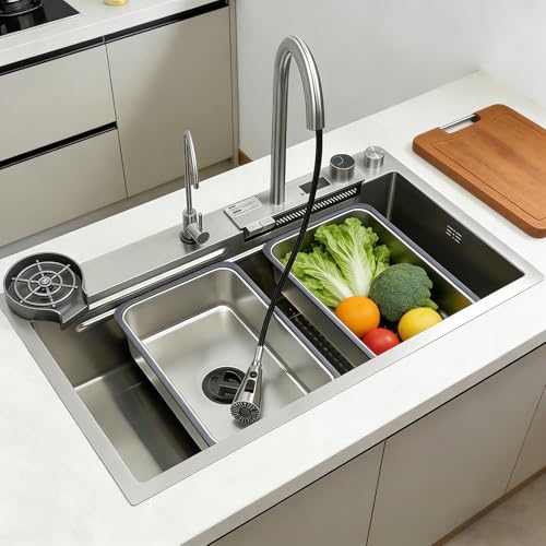 Fregadero de acero inoxidable 304 elegante con componentes de drenaje premium 3