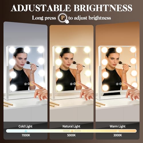 Espejo de Maquillaje Cuadrado con Luz y Control Táctil miniatura 3