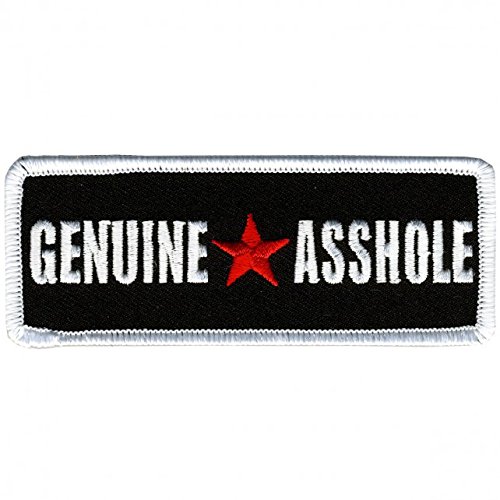 Genuine Asshole, Iron-On/Saw-On Rayon Patch - 4" x 1.5", Heat Sealed Backing