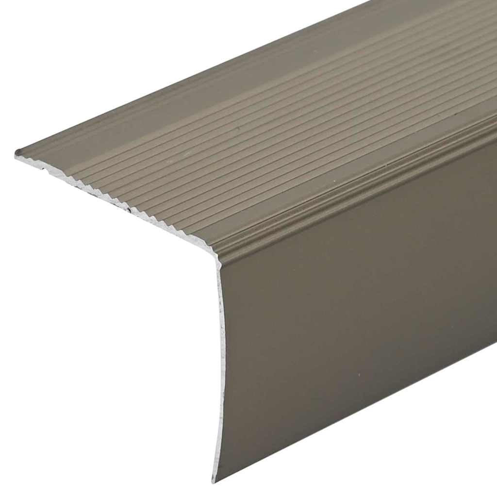 Profile schodowe, 10 sztuk, szampańskie aluminium, 67 x 3,5 x 3 cm, do schodów wewnętrznych, schodów do piwnicy, podestu, montażu, renowacji, przedpokoju i wejścia z antypoślizgową wkładką