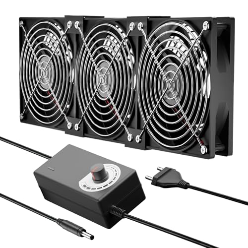 3x 120mm 12V Ventilador para PC - Velocidad de Viento Ajustable, Ventilador de Pc, ventilador AC 220V - 240V, 2700RPM, ventiladors de PC Portátil para Router,Laptop, TV Box, Ventiladors Dual