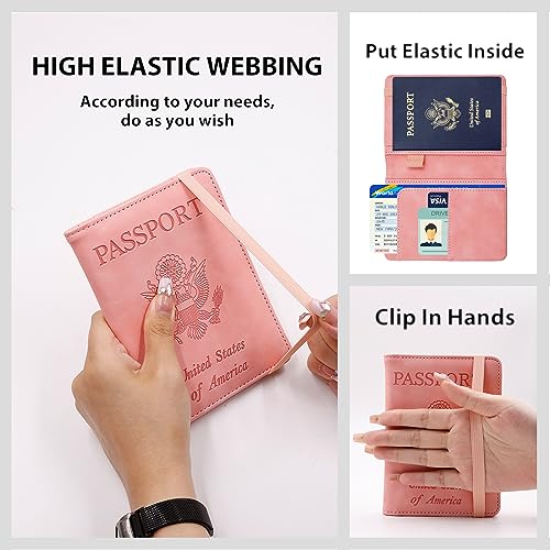 Image of Melsbrinna Premium Leather Passport Holder Covers Case, Waterproof Rfid Blocking Travel Wallet Passport Holder with Pen Holder, Cute Passport Book for Women /Men
