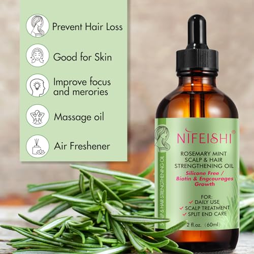 Rosmarinöl Haare,60ml Rosemary Oil for Hair,Rosmarin öl für Kopfhaut Und Haar 100% Naturreines Rosmarin Haarwachstum Beschleunigen… – Ansicht 2
