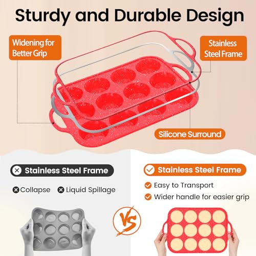 48% Off Fimary Reinforced Silicone Muffin Pans - 2 Pack - Image 3