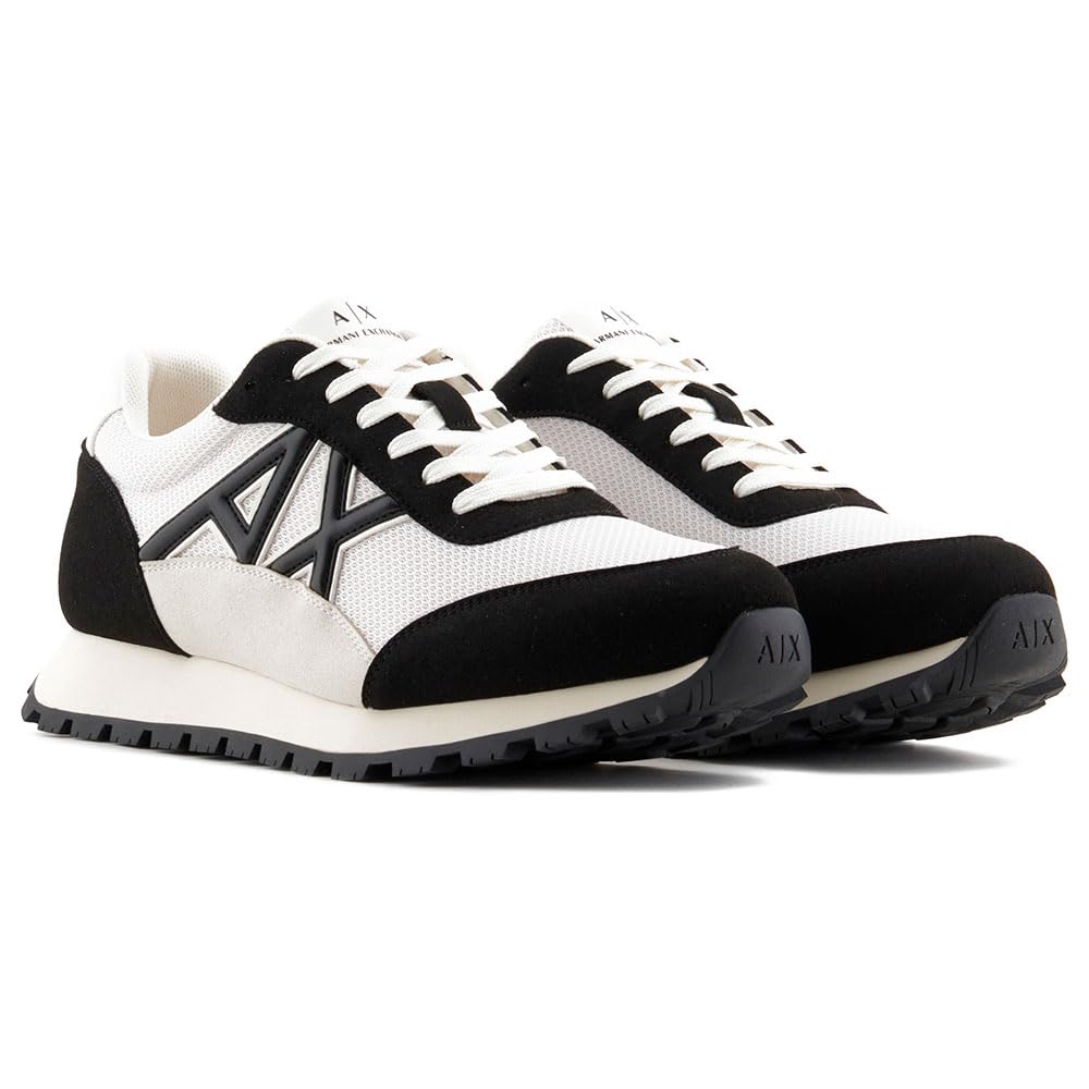 Armani Exchange Men's Drop Sneaker, OFF WHITE+BLACK, 8.5 UK