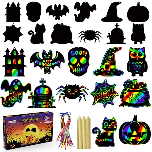 OHOME Halloween Party Favors - 48 PCS Magic Rainbow Scratch Paper...