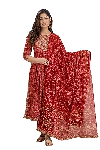 Printed Indian Kurti Pant & Dupatta Set for Women Kurta Kurtis Set Tunic For Women